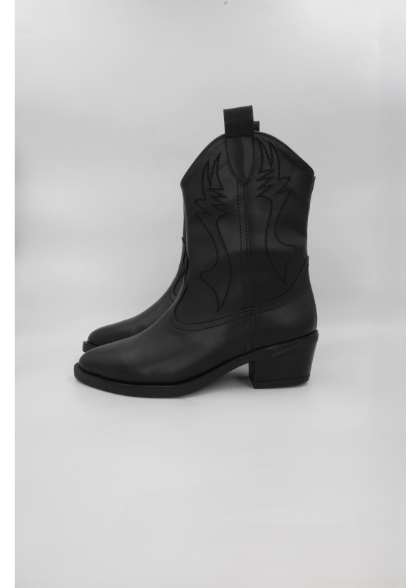 Siyah Kovboy Model Kısa Bot