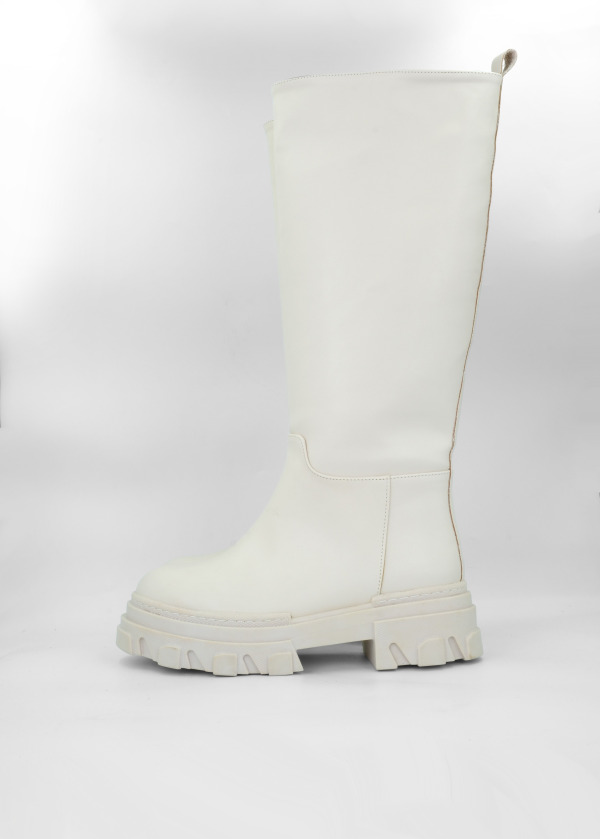 Bej Diz Altı Kalın Tabanlı Çizme