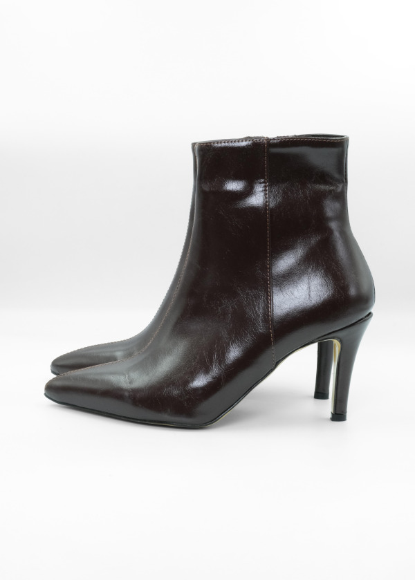 Acı Kahve Sivri Burunlu İnce Topuklu Bot