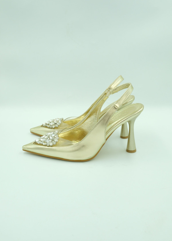 Gold Kalpli Taş Detaylı Stiletto