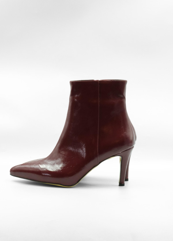 Bordo Sivri Burunlu İnce Topuklu Bot 