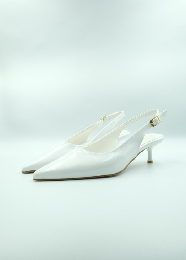 Kısa Topuklu Beyaz Stiletto