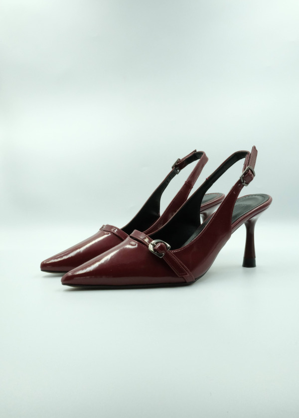 Bordo Rugan Ön Bant Detaylı Stiletto